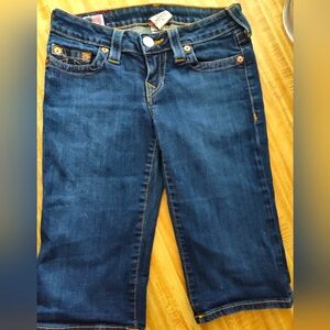 Women Size 25 True Religion Savannah 13" Knee Length Denim Jeans Ex Condition
